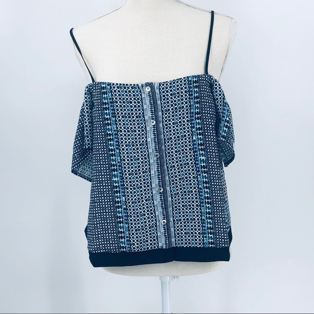 MXED DOT BLACK BLUE COLD SHOULDER SLEEVE MEDIUM - Picture 4 of 15